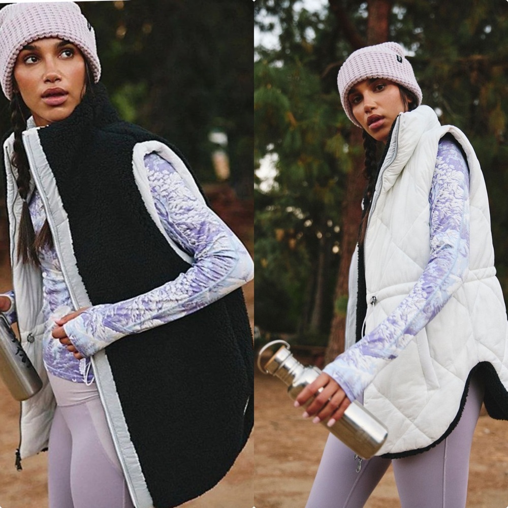 FP Movement by Free People Black and White Reversible Vest